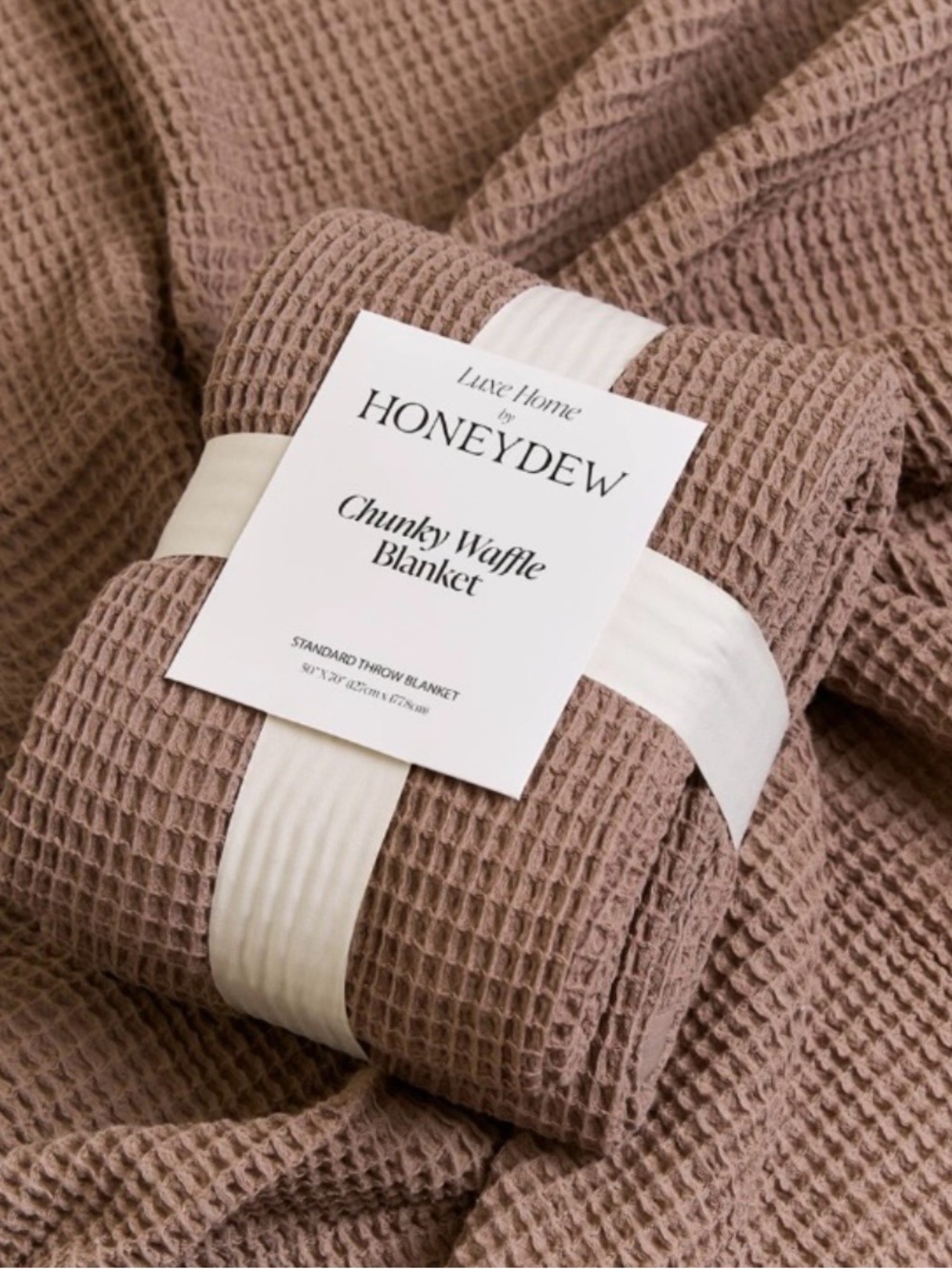 Honeydew Intimates Chunky Waffle Throw Blanket Taupe  50” X 70” NEW